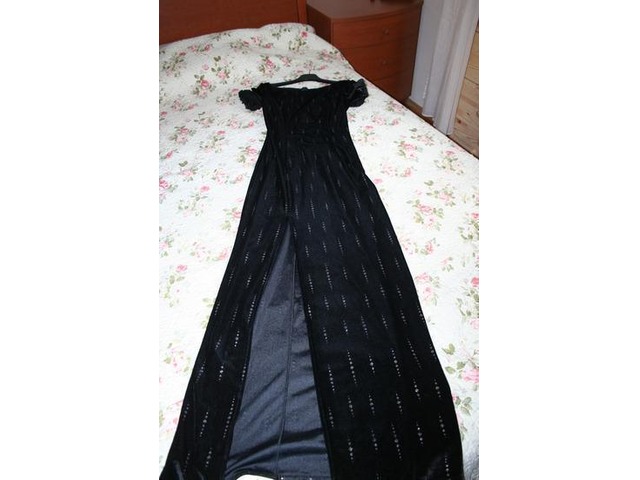 Crna duga pliš haljina