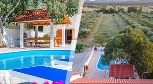 Villa Didini dvori s pogledom na zelene ravnice Ravnih kotara!  Uživajte u luksuznoj vili nadomak Pirovca i Šibenika uz 6 ili 7 noćenja za do 6 osoba uz bazen, roštilj, igralište..