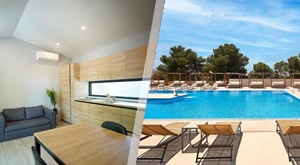ŠPICU SEZONE u VODICAMA! Imperial Luxury Homes 4* - izaberite 3, 5 ili 7 noćenja u mobilnim kućicama s DORUČKOM u hotelu za 4 odraslih i 2 djece! Bazeni, fitness i sportski tereni!